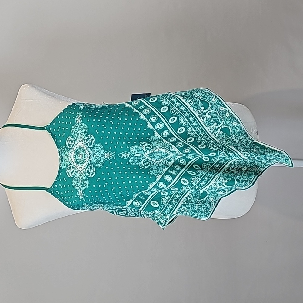 Twine & String Women's Hankerchief Paisley Green/White Top Tank Small Be… - Picture 6 of 6